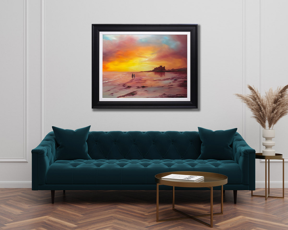 Watching the Sunrise over Bamburgh Castle - Original Painting