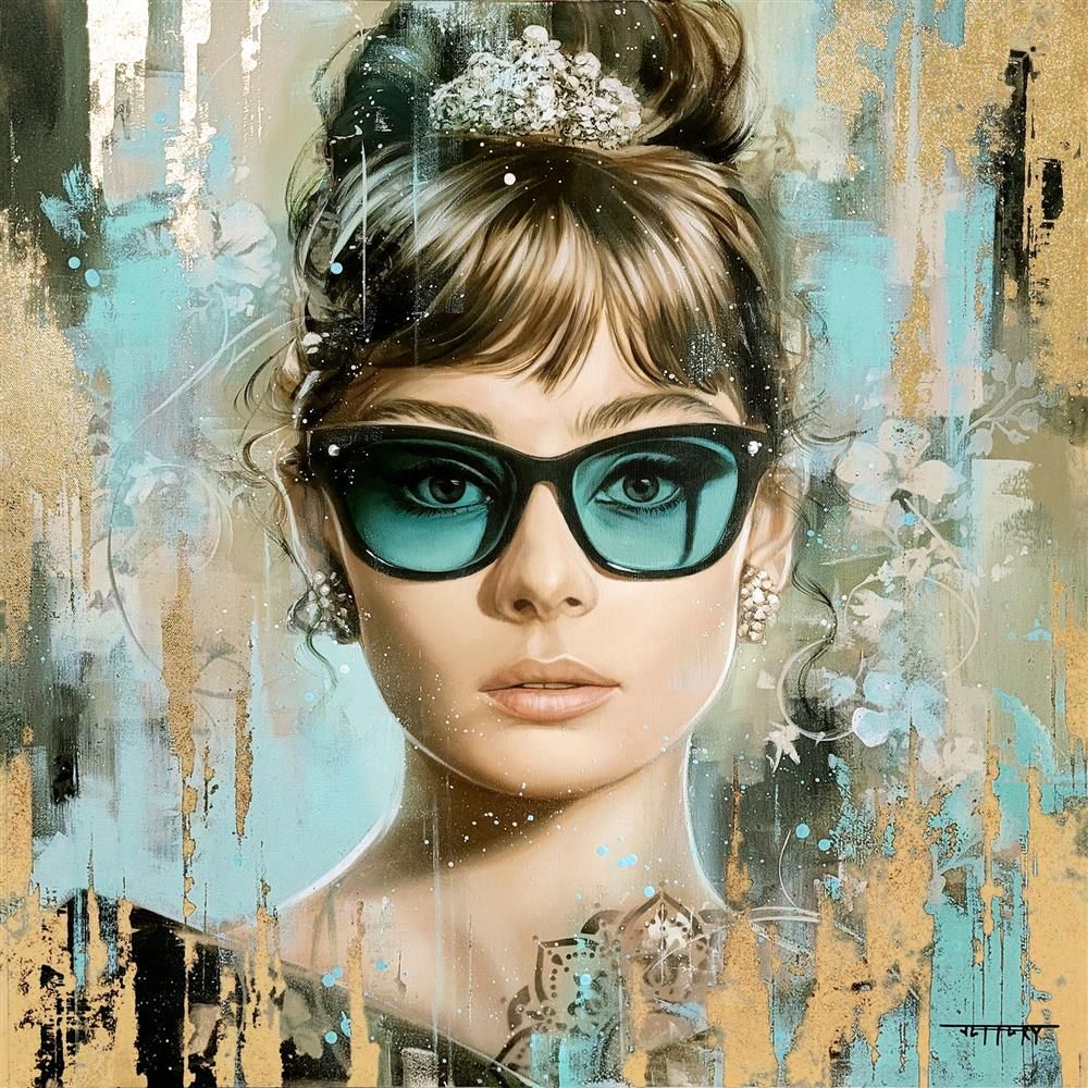 'Hepburn Blue' - Hand Embellished Limited Edition on Canvas